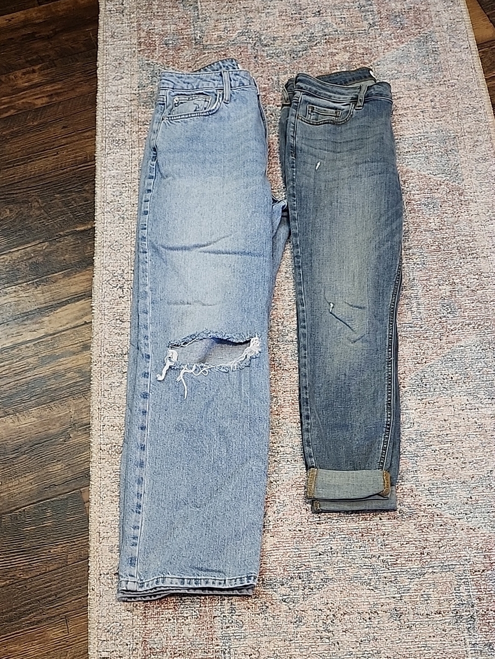 2 Pair /Forever 21 Light Blue Distressed Boyfriend Jeans & Studio Blue Jeans